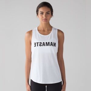 LULULEMON TANK - WITH GOLD NAMASTE (BACKWARDS) - SIZE LARGE
